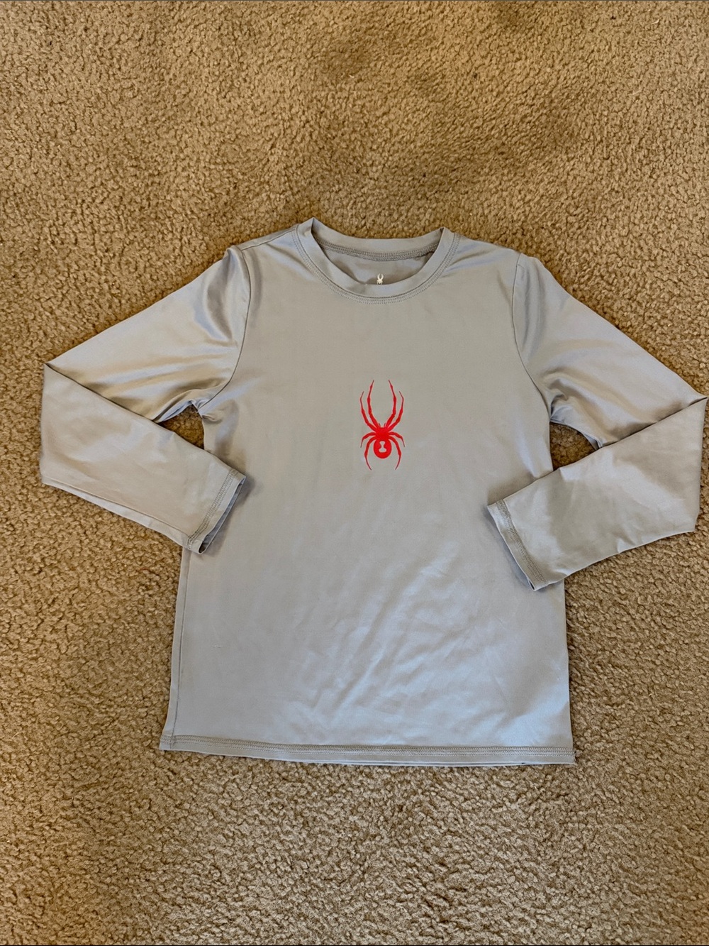 Spyder Kids Light Gray Rashguard with Red Spider Logo